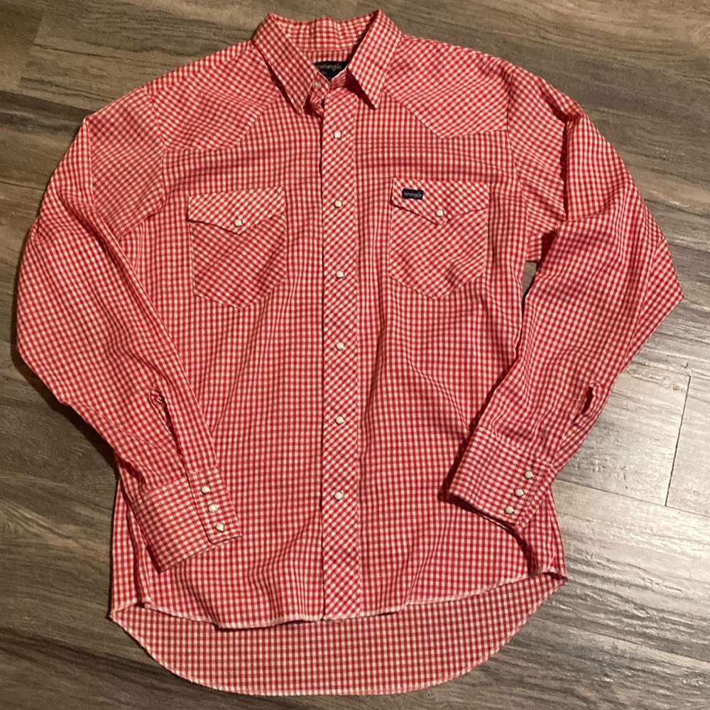 Wrangler Red Checkered Casual Button Down Shirt